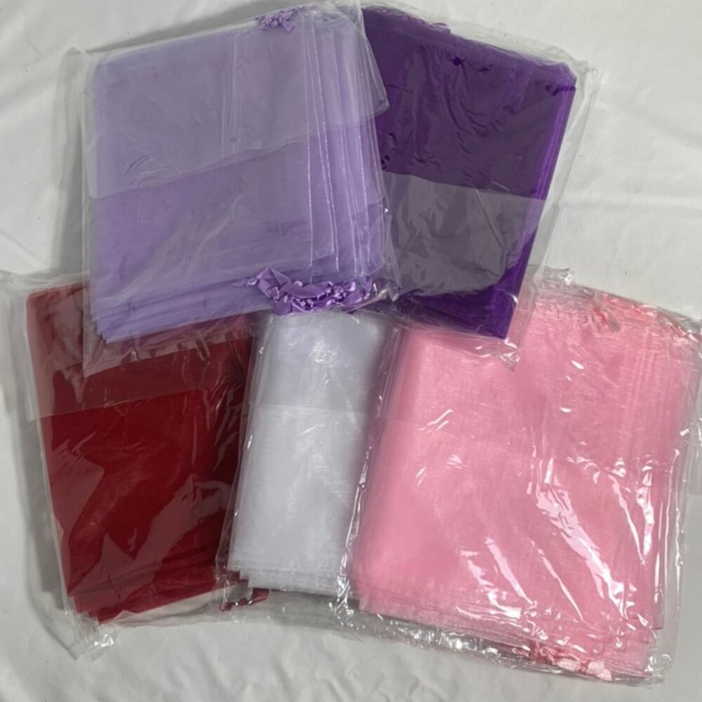 100 Valentine Love Organza Bag Large 8x14" Gift Purple Red Pink White Lavender